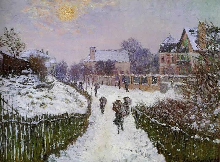 Claude Monet Boulevard St Deni Argenteuil Snow Effect